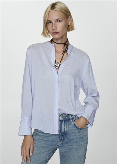 MANGO Striped Flowy Shirt Kvinde Medium Blue Skjorter Str XXS - hos Magasin