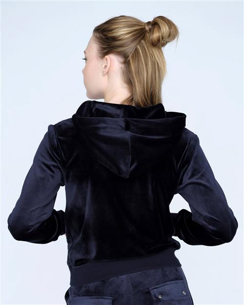 Juicy Couture Robertson Classic Velour Zip Trough Hoodie Kvinde Night Sky Hættetrøjer Str S Velour - hos Magasin