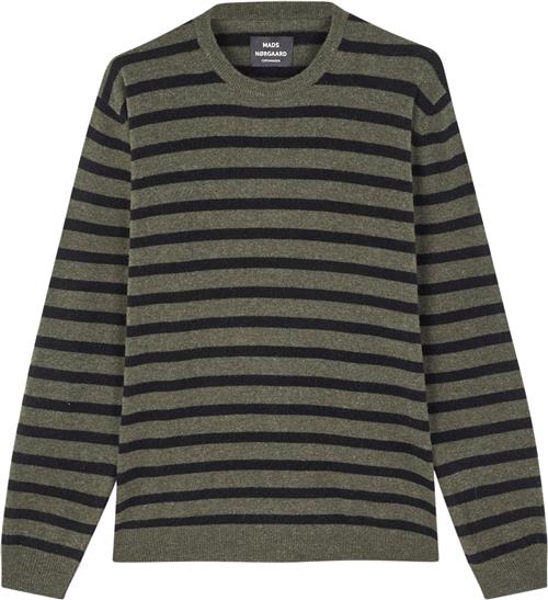 Se Mads Nørgaard - Copenhagen Eco Wool Karsten Stripe Knit Mand Grøn+Sort+Striber Sweaters Str S - hos Magasin ved Magasin