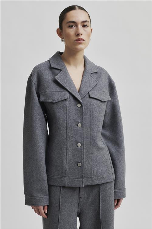 Second Female Vall Wool Shirt Kvinde Grey Melange Skjorter Str S - hos Magasin