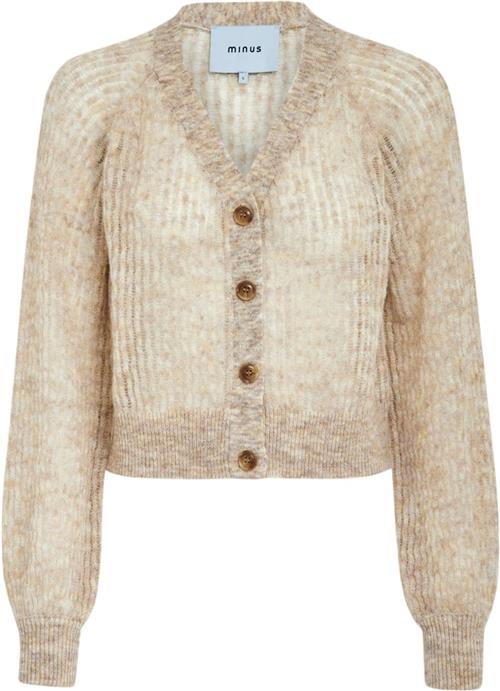 Minus Devia Vneck Long Sleeve Knit Cardigan Kvinde Light Birch Cardigans Str L - hos Magasin