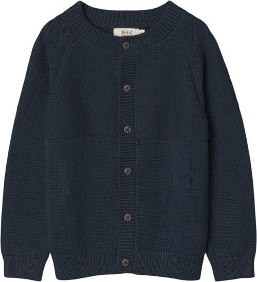 Wheat Strik Cardigan Eddy Str 116 cm / 6 år - Blå Cardigans Bomuld hos Magasin