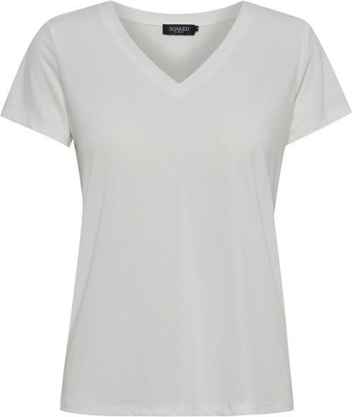 Se Soaked in Luxury Slcolumbine Vneck SS Kvinde Grå Kortærmede T-shirts Regular Fit Str XS - hos Magasin ved Magasin