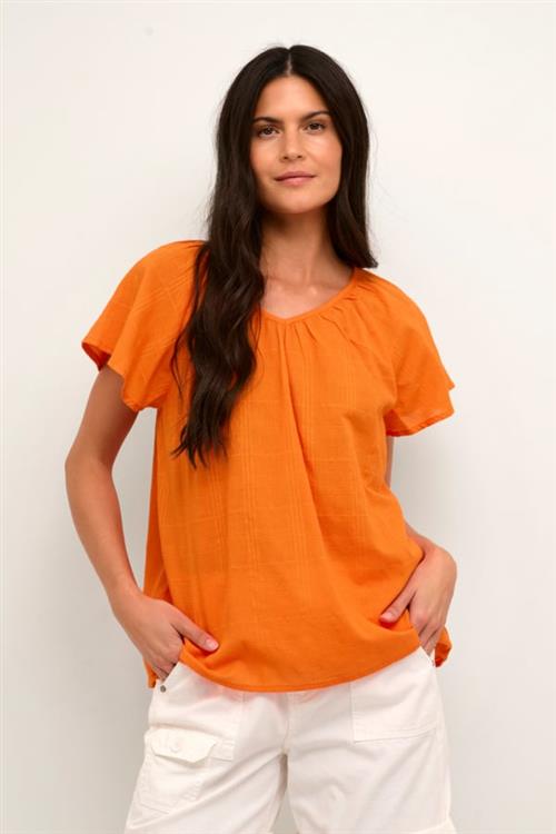 Cream Crkenda Blouse Kvinde Exotic Orange Kortærmede T-shirts Str 40 - hos Magasin