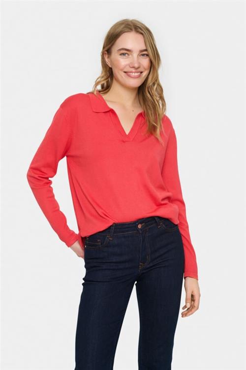 Se Saint Tropez Milasz Polo Pullover Kvinde Cayenne Langærmede Bluser Str XL - hos Magasin ved Magasin