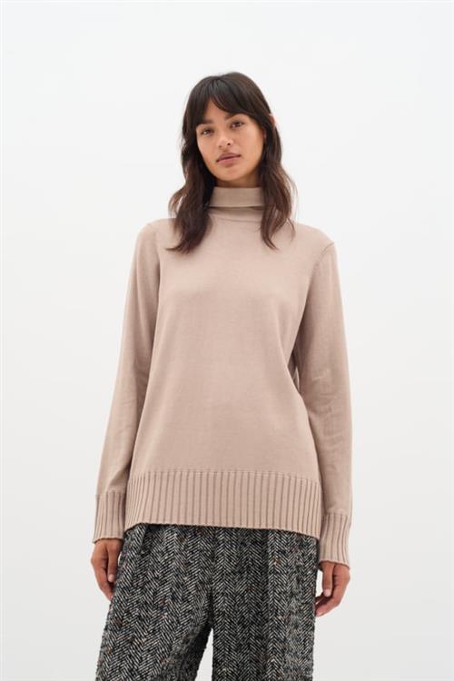 Se InWear Zauloiw High Neck Pullover Kvinde Beige Melange Rullekraver Classic Fit Str XS - hos Magasin ved Magasin