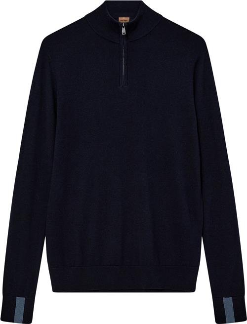 Se Mos Mosh Gallery Mmgadam Soft Zip Turtle Neck Knit Mand Navy Sweaters Str M - hos Magasin ved Magasin