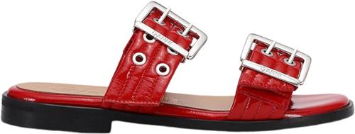 Ganni Feminine Buckle Two Strap Sandal Na Kvinde Racing Red Flade Sandaler Str 40 - hos Magasin