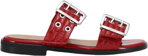 Ganni Feminine Buckle Two Strap Sandal Na Kvinde Racing Red Flade Sandaler Str 37 - hos Magasin