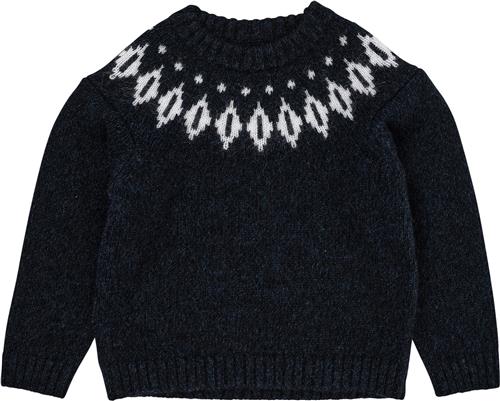 Copenhagen Colors Wool Iceland Blouse Str 110 - Navy/cream Combi Strik Uld hos Magasin