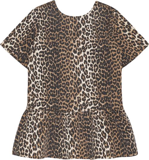 Ganni Print Denim Openback Mini Dress Kvinde Leopard Korte Kjoler Str 40 Denim - hos Magasin