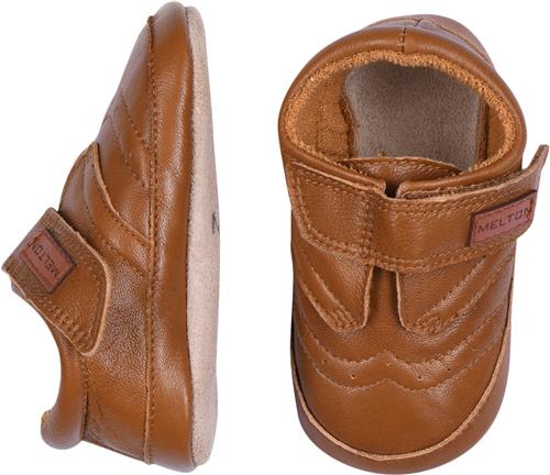 Se Melton Leather Shoe Velcro Brown Hjemmesko Str 24M - hos Magasin ved Magasin