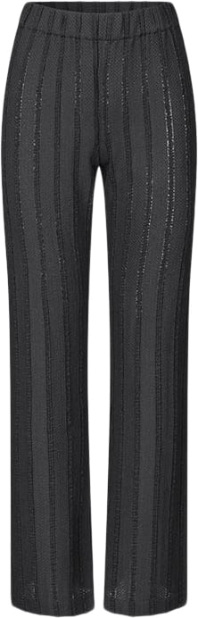 Se Stine Goya Elasticated Straight Long Pants, 2247 Patchwork Jersey Kvinde Black / White Bukser Med Lige Ben Str L - hos Magasin ved Magasin