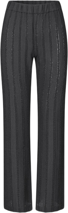 Stine Goya Elasticated Straight Long Pants, 2247 Patchwork Jersey Kvinde Black / White Bukser Med Lige Ben Str XXS - hos Magasin