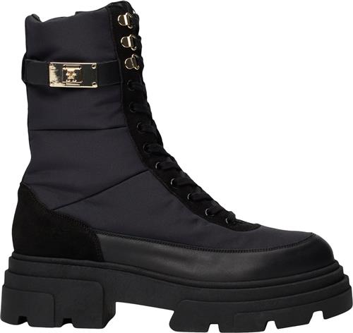 Se Tommy Hilfiger Biker Leather MIX Laceup Kvinde Black Snørestøvler Str 40 - hos Magasin ved Magasin