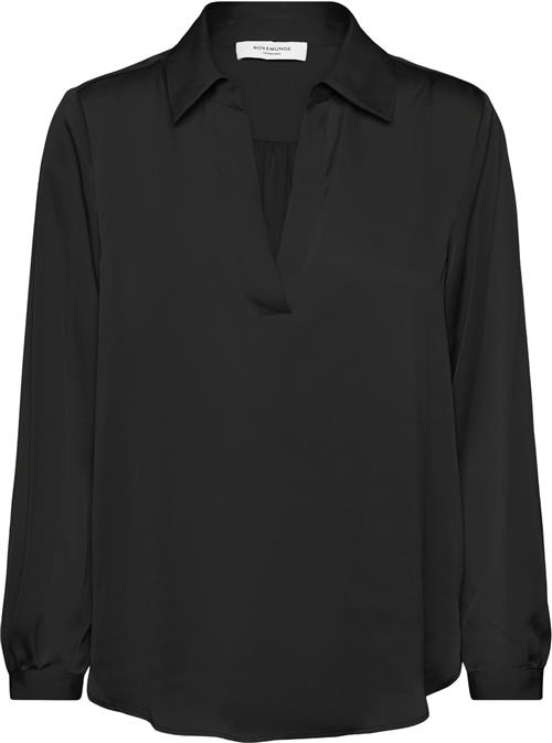 Rosemunde Shirt Long Sleeve Kvinde Sort Langærmede Skjorter Str 36 - Polyester hos Magasin