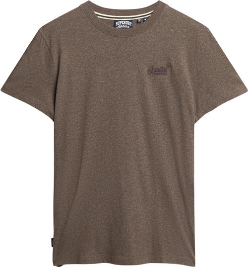 Superdry Essential Logo EMB TEE Mand Cocoa Brown Marl Kortærmede T-shirts Str L - Denim hos Magasin