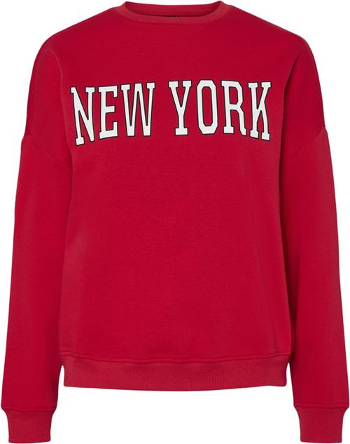 Pieces Pcsasie LS Oneck Loose Sweat D2D Kvinde High Risk Red/red New York Sweatshirts Str M - hos Magasin