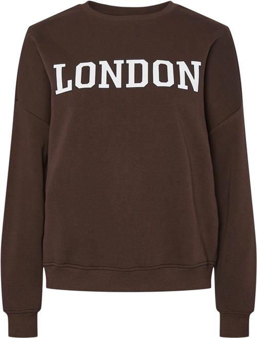 Pieces Pcsasie LS Oneck Loose Sweat D2D Kvinde Chicory Coffee/white London Sweatshirts Str XS - hos Magasin