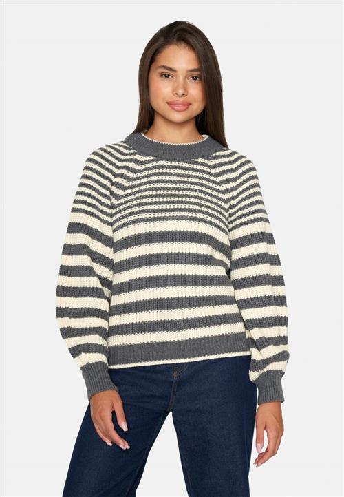 SisterS Point Miban.PU Kvinde Grey Mel/cream Sweaters Str S - hos Magasin