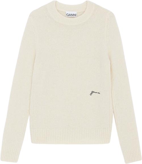 Se Ganni Brushed Alpaca Oneck Kvinde Egret Sweaters Str L - hos Magasin ved Magasin