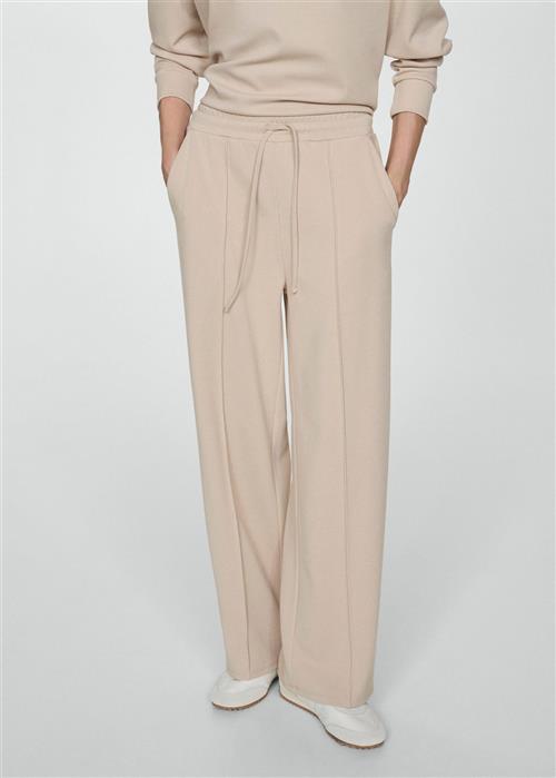 MANGO Seamdetail Straight-fit Trousers Kvinde Light Beige Bukser Str XS - hos Magasin