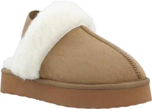 Bianco Biasweetie Flatform Elastic Slipper Faux Suede Kvinde Camel Hjemmesko Str 39 - hos Magasin