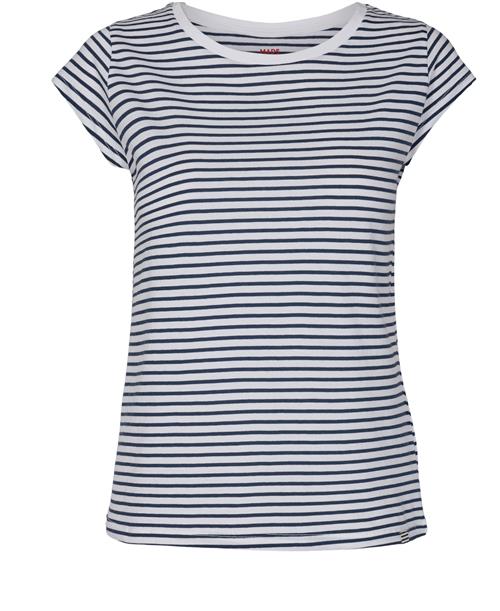 Mads Nørgaard - Copenhagen Organic Favorite Stripe Teasy Kvinde White/navy Kortærmede T-shirts Str S - Bomuld hos Magasin