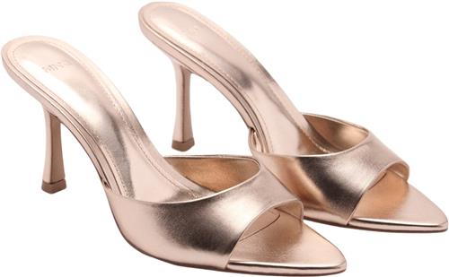 Se MANGO Heel Nonstructured Sandals Kvinde Gold Mules Str 39 - hos Magasin ved Magasin