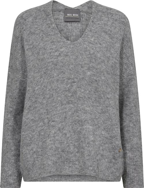 Mos Mosh Mmthora Vneck Knit Kvinde Grey Melange Sweaters Str S - hos Magasin