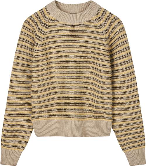 Mads Nørgaard - Copenhagen Stripey Martha Sweater Kvinde Gul Og Sand Med Striber Sweaters Str XS - hos Magasin