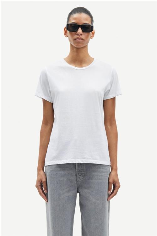 Samsøe Samsøe Solly tee Solid 205 Kvinde White Kortærmede T-shirts Str L - hos Magasin