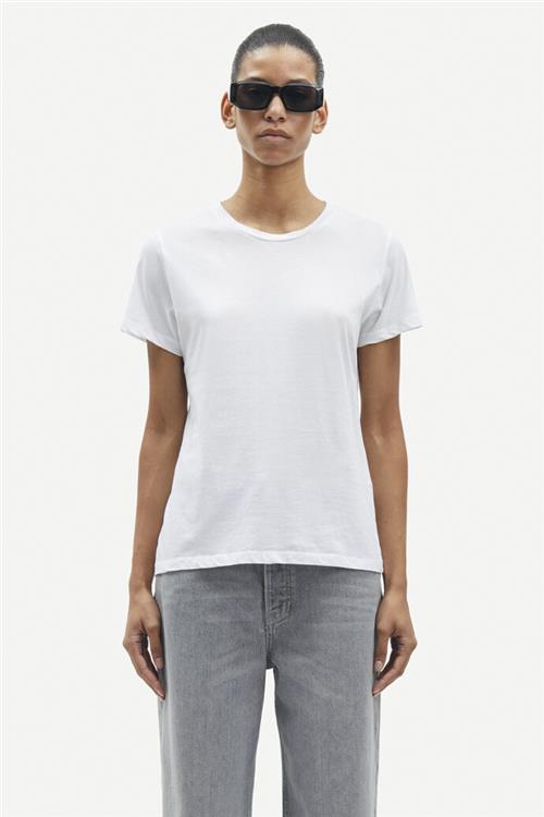 Se Samsøe Samsøe Solly tee Solid 205 Kvinde White Kortærmede T-shirts Str XL - hos Magasin ved Magasin