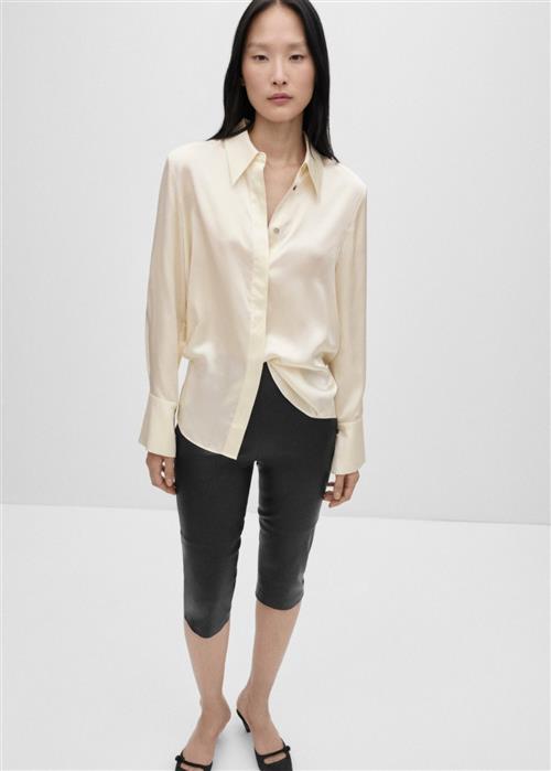 MANGO 100 Silk Satin Shirt Kvinde Natural White Skjorter Str S - hos Magasin