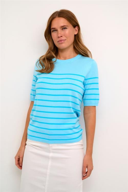 Kaffe Kalizza Narrow Striped Pullover Kvinde Light Blue / Turquoise Stripe Sweaters Str XS - hos Magasin