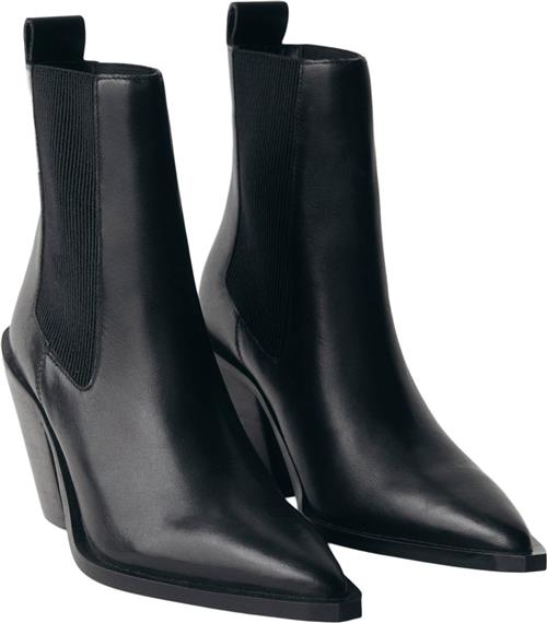 Se MANGO Leather Pointed Ankle Boots Kvinde Black Snøresko Str 35 - Læder hos Magasin ved Magasin