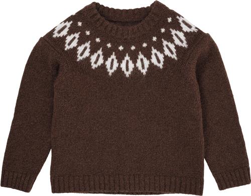 Copenhagen Colors Wool Iceland Blouse Str 116 - Dk Brown/cream C Strik Uld hos Magasin