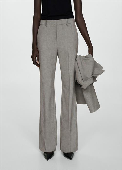 MANGO Highwaist Flared Trousers Kvinde Lt Pastel Grey Bukser Str 44 - hos Magasin