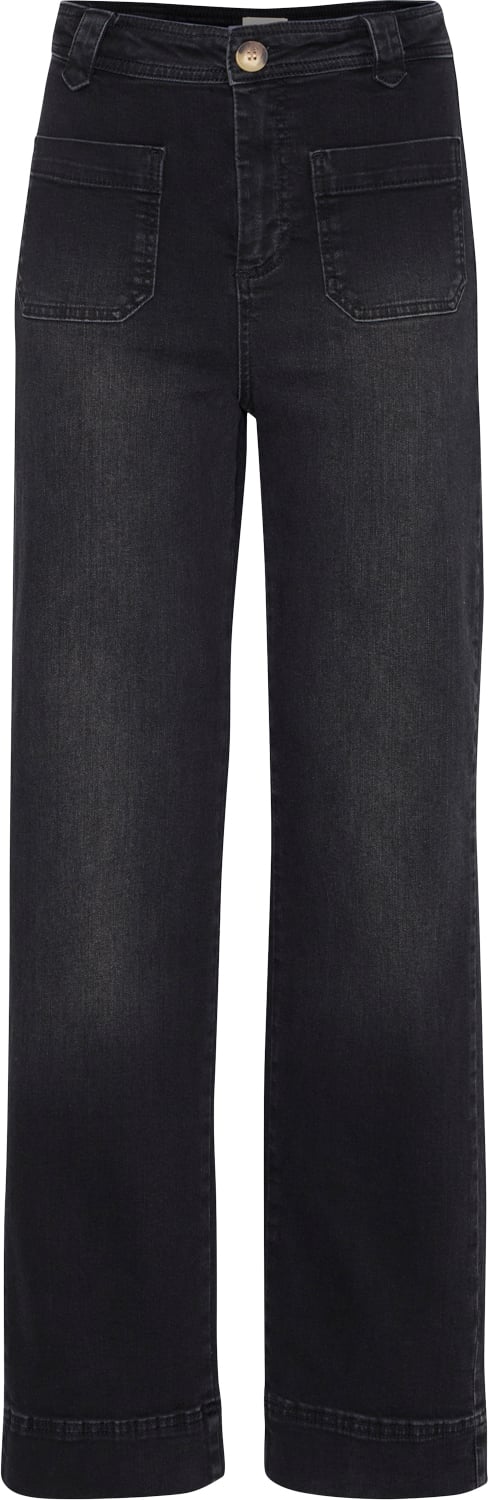 Atelier Rêve Ireloi PA Kvinde Black Washed Denim Straight Jeans Regular Fit Str 42 - hos Magasin