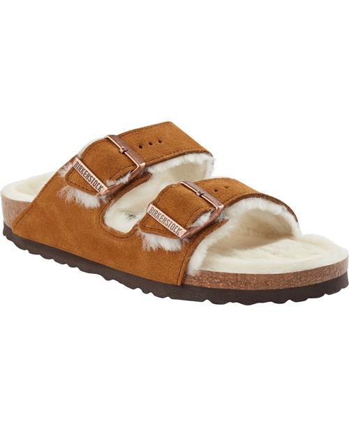 Se Birkenstock Arizona VL Sheepskin Kvinde Orange Flade Sandaler Str 42 - hos Magasin ved Magasin