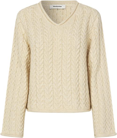 Se Modström Kurtismd Vneck Kvinde Summer Sand Sweaters Str XS - hos Magasin ved Magasin