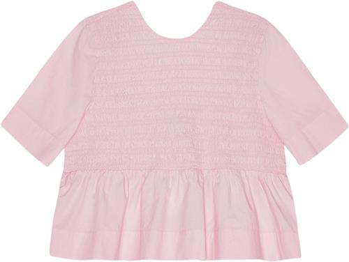 Ganni Cotton Poplin Open Back Smock Blous Kvinde Chalk Pink Kortærmede Bluser Str 36 - hos Magasin