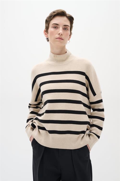 InWear Tenleyiw Turtleneck Pullover Kvinde Sandstone / Black Sweaters Str S - hos Magasin