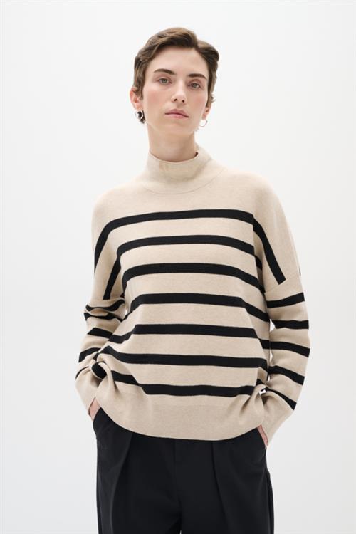 InWear Tenleyiw Turtleneck Pullover Kvinde Sandstone / Black Sweaters Str M - hos Magasin