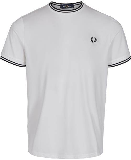 Fred Perry M1588 Core Mand White Kortærmede T-shirts Str S - Bomuld hos Magasin