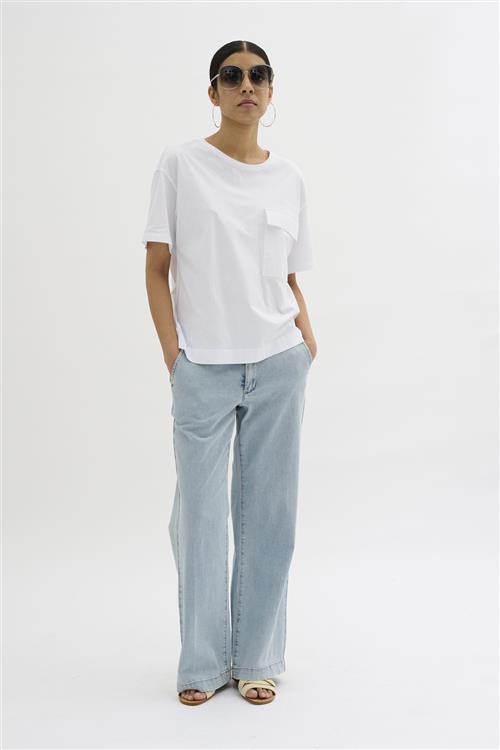 My Essential Wardrobe Laramw Pant 115 Kvinde Light Blue Wash Bukser Med Brede Ben Str 46 - hos Magasin