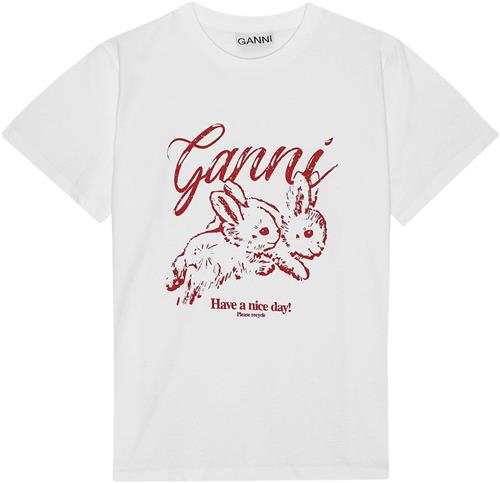 Se Ganni Basic Jersey Bunnies Relaxed Tshir Kvinde Bright White Kortærmede T-shirts Str XXS - hos Magasin ved Magasin