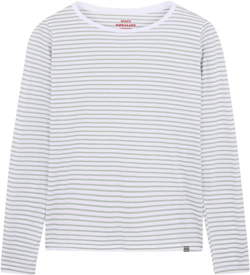 Mads Nørgaard - Copenhagen Organic Jersey Stripe Tenna Tee FAV Kvinde Brilliant White/jadeite Langærmede T-shirts Str XS - hos Magasin