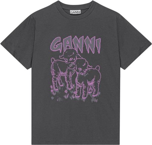 Ganni Basic Jersey Lambs Relaxed Tshirt Kvinde Volcanic Ash Kortærmede T-shirts Str XXS - hos Magasin