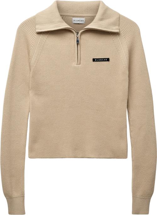 Blanche Carrickbl Zip Jumper Kvinde 0907 Macadamia Sweaters Str XL - Bomuld hos Magasin